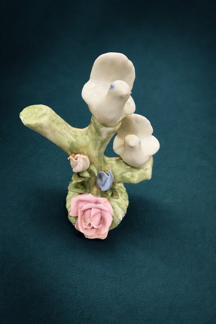Vintage Porcelain Floral Figuring | Hand-Painted Roses | 5.5”